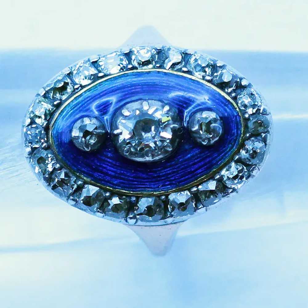 Antique Georgian ring Diamonds Gold Silver Blue E… - image 11