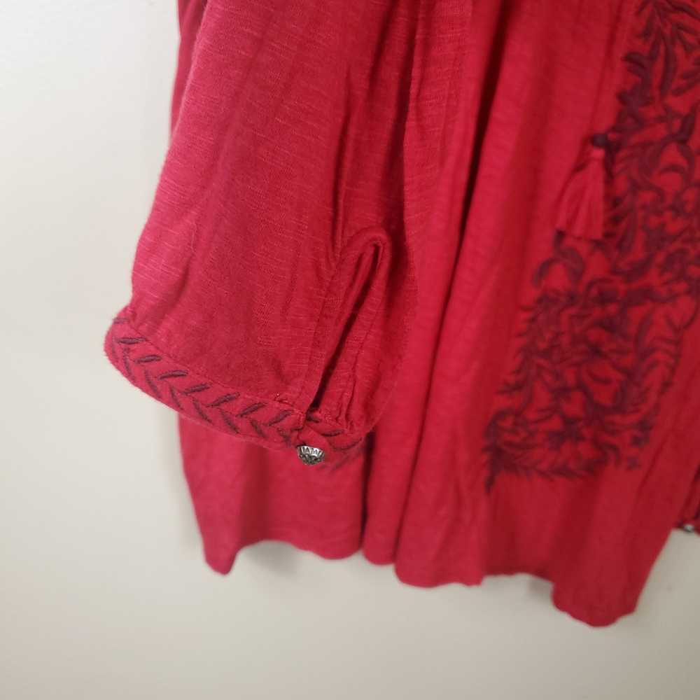 LUCKY BRAND RED EMBROIDERED BOHO PEASANT BLOUSE S… - image 5