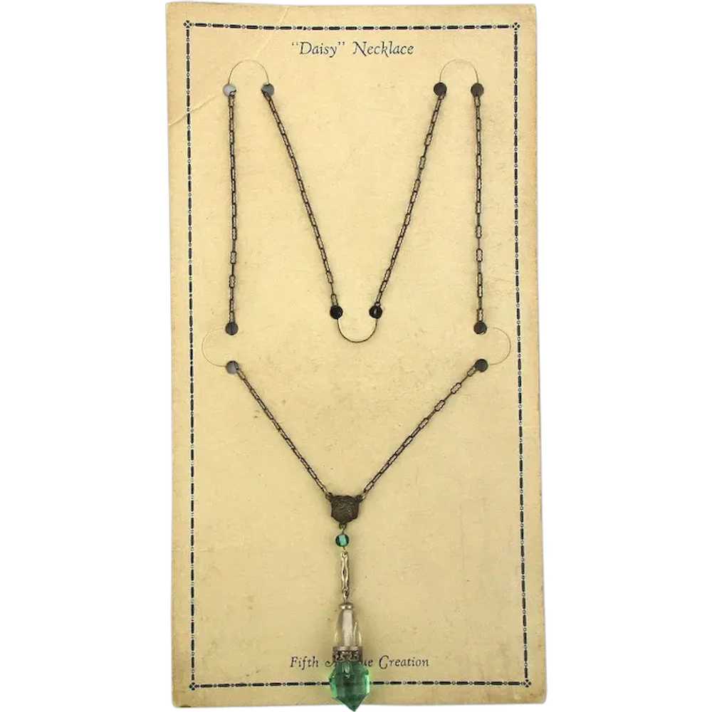 Early Art Deco Necklace STILL on Original Card Gl… - image 1