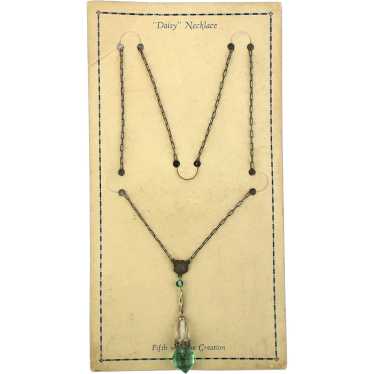 Early Art Deco Necklace STILL on Original Card Gl… - image 1