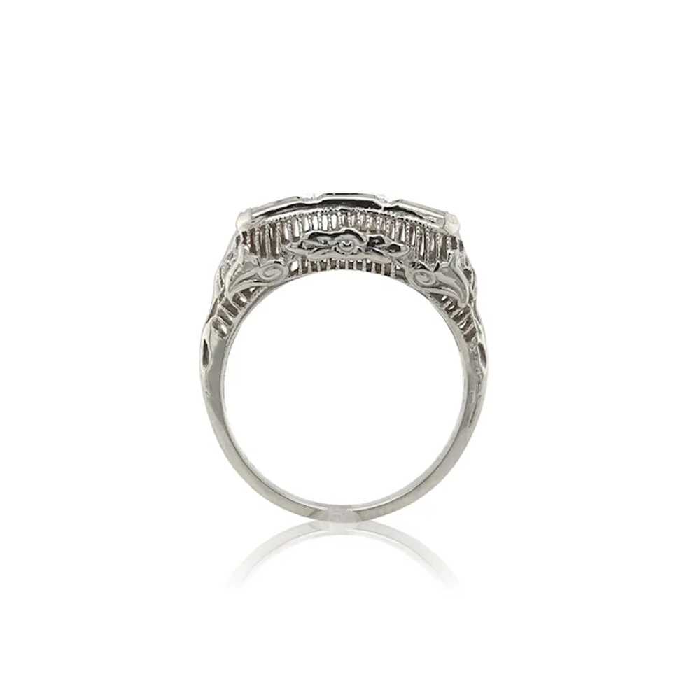 14K White Gold Three Stone Diamond Filigree Ring … - image 2