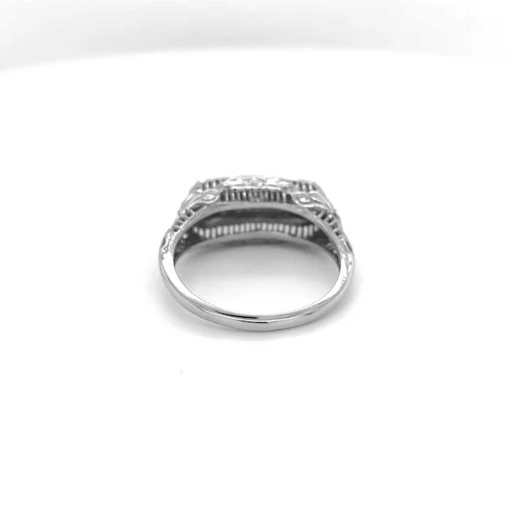 14K White Gold Three Stone Diamond Filigree Ring … - image 5