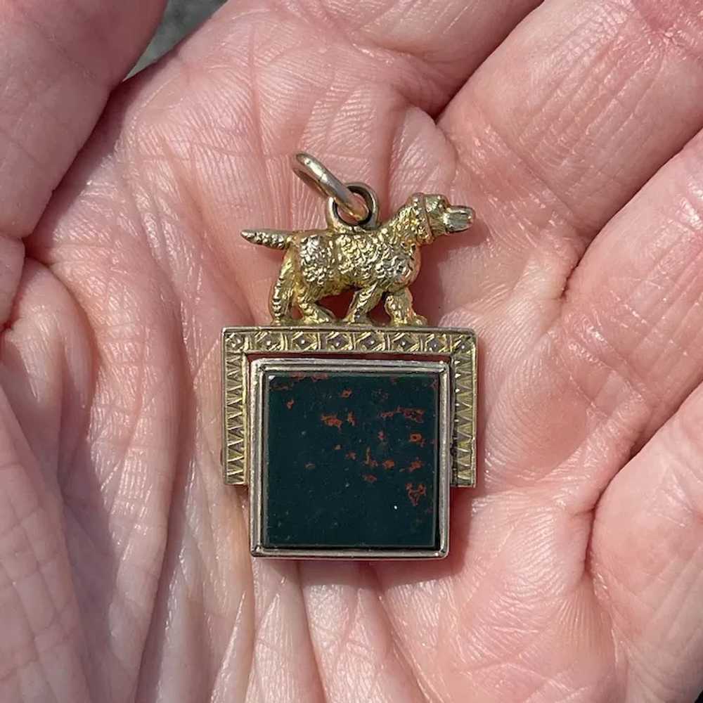 Antique Gold Victorian Bloodstone Carneilian Flip… - image 7