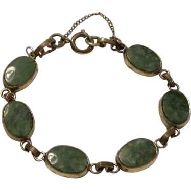 12K Gold Filled Jade Link Bracelet - image 1