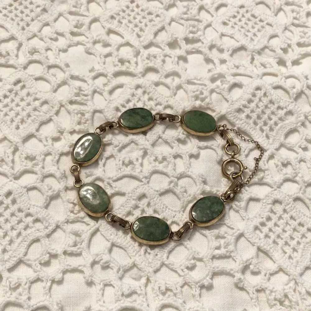 12K Gold Filled Jade Link Bracelet - image 2