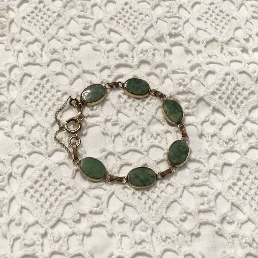 12K Gold Filled Jade Link Bracelet - image 4