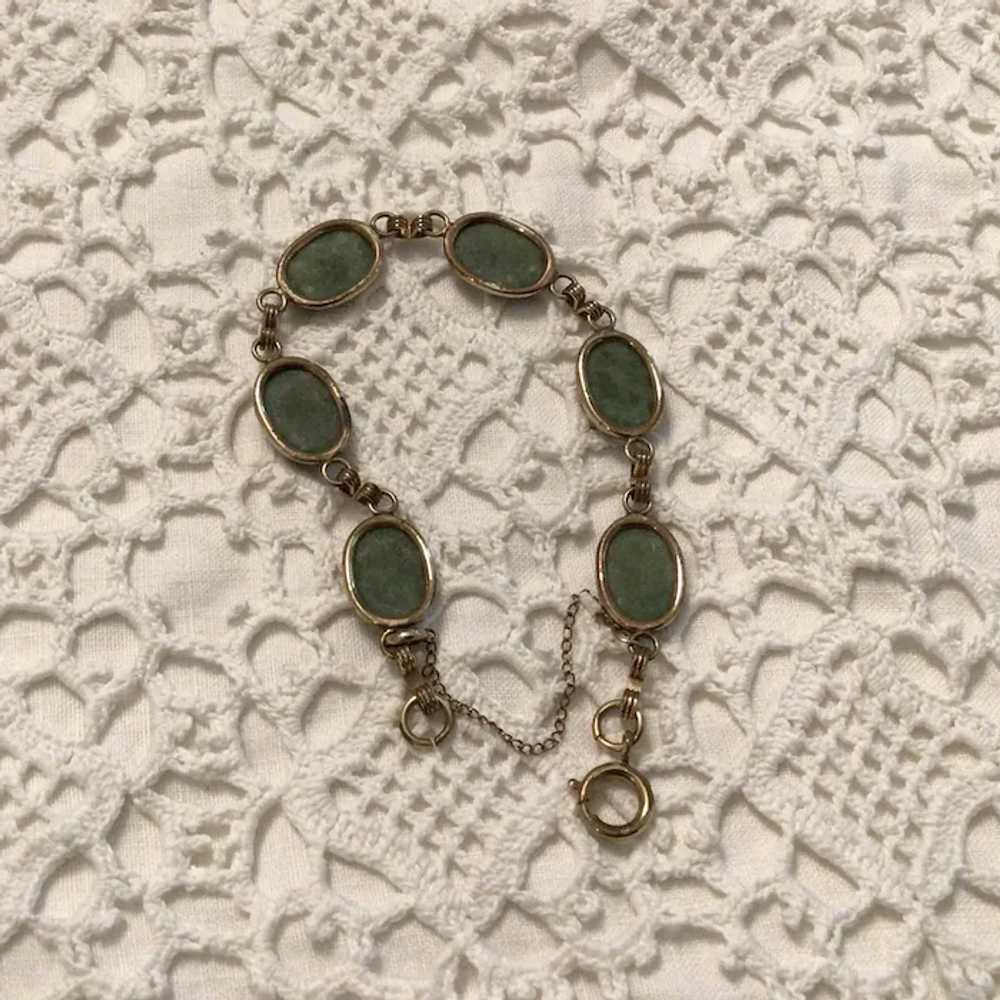 12K Gold Filled Jade Link Bracelet - image 5