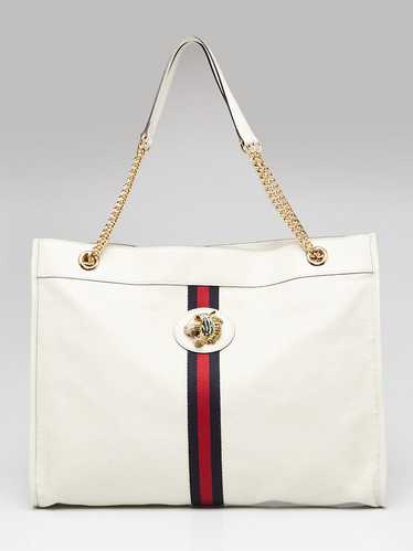 Gucci White Leather Large Rajah Tote Bag