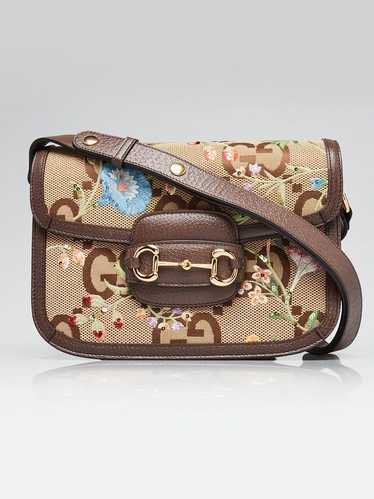 Gucci Beige/Ebony Jumbo GG Canvas/Leather Floral E