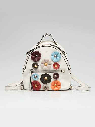 Fendi White Multicolor Leather Flowerland Backpack