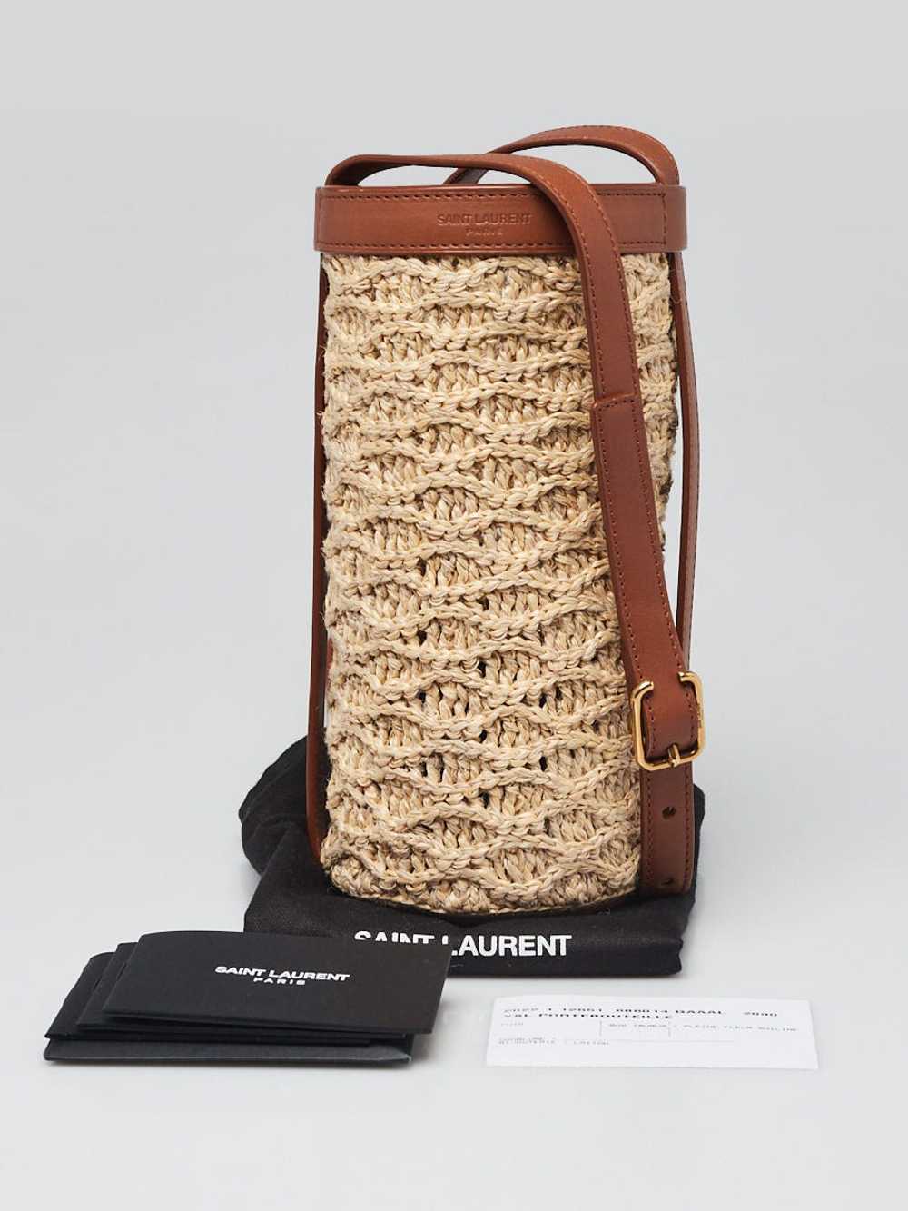 Yves Saint Laurent Beige/Brown Raffia Bottle Bag - image 11