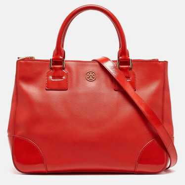 Tory Burch Orange Patent And Leather Large Robins… - image 1