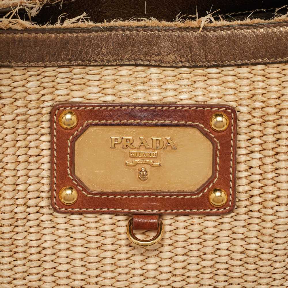 Prada Multicolor Woven Raffia And Leather Tote - image 3