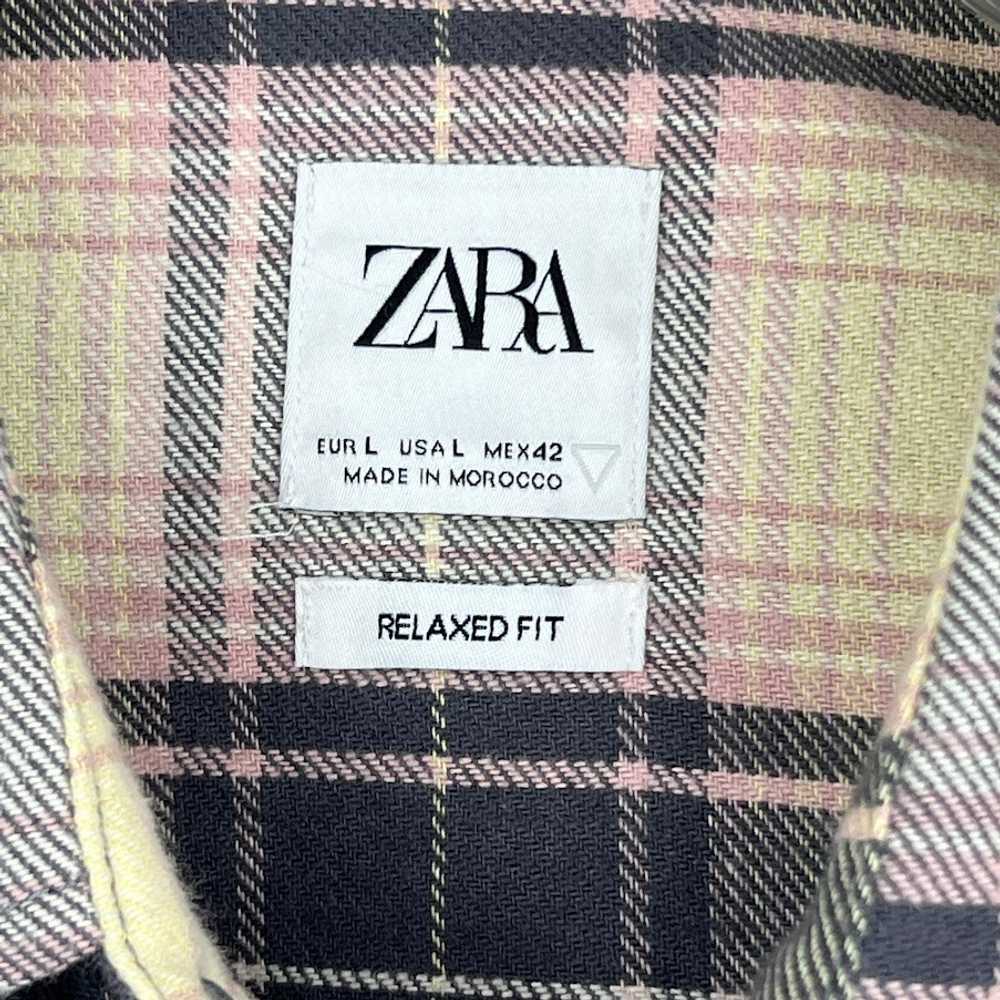 Zara relaxed fit blue pink and yellow plaid long … - image 4