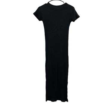 Zara Dark Gray Knit Ribbed Short Sleeve Midi Dres… - image 1