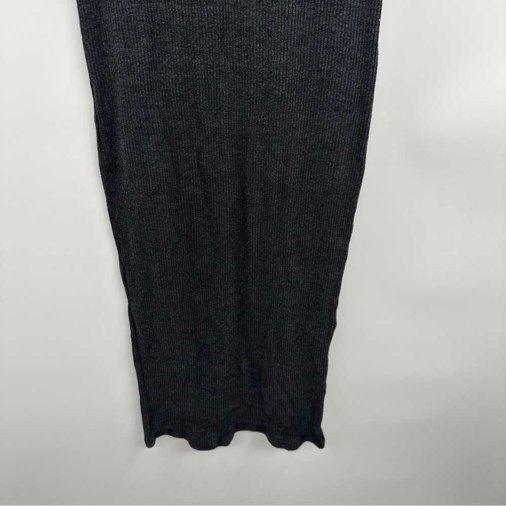 Zara Dark Gray Knit Ribbed Short Sleeve Midi Dres… - image 3