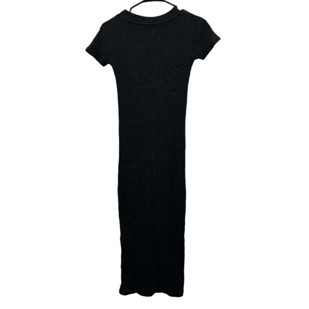 Zara Dark Gray Knit Ribbed Short Sleeve Midi Dres… - image 4