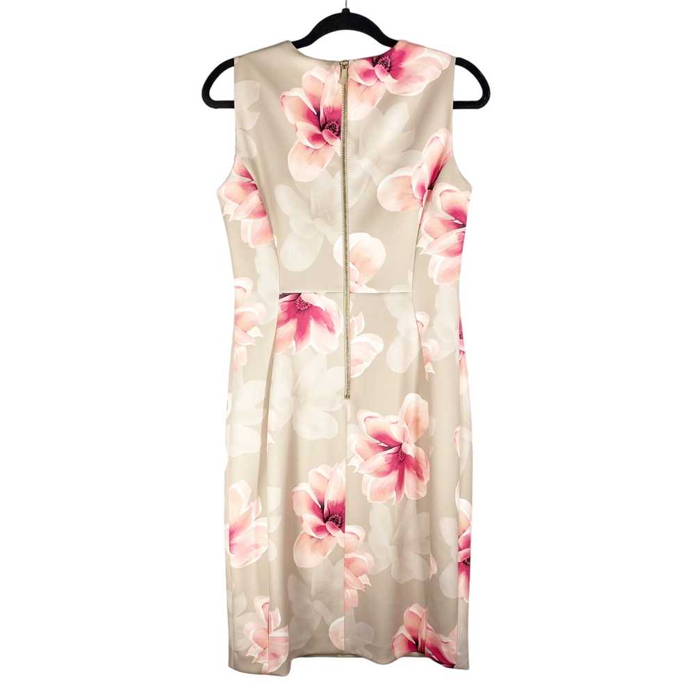 Calvin Klein Floral Dress Fitted Stretch tan Scub… - image 2