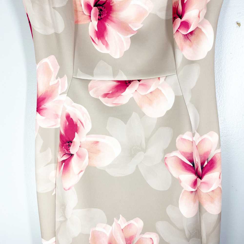 Calvin Klein Floral Dress Fitted Stretch tan Scub… - image 5