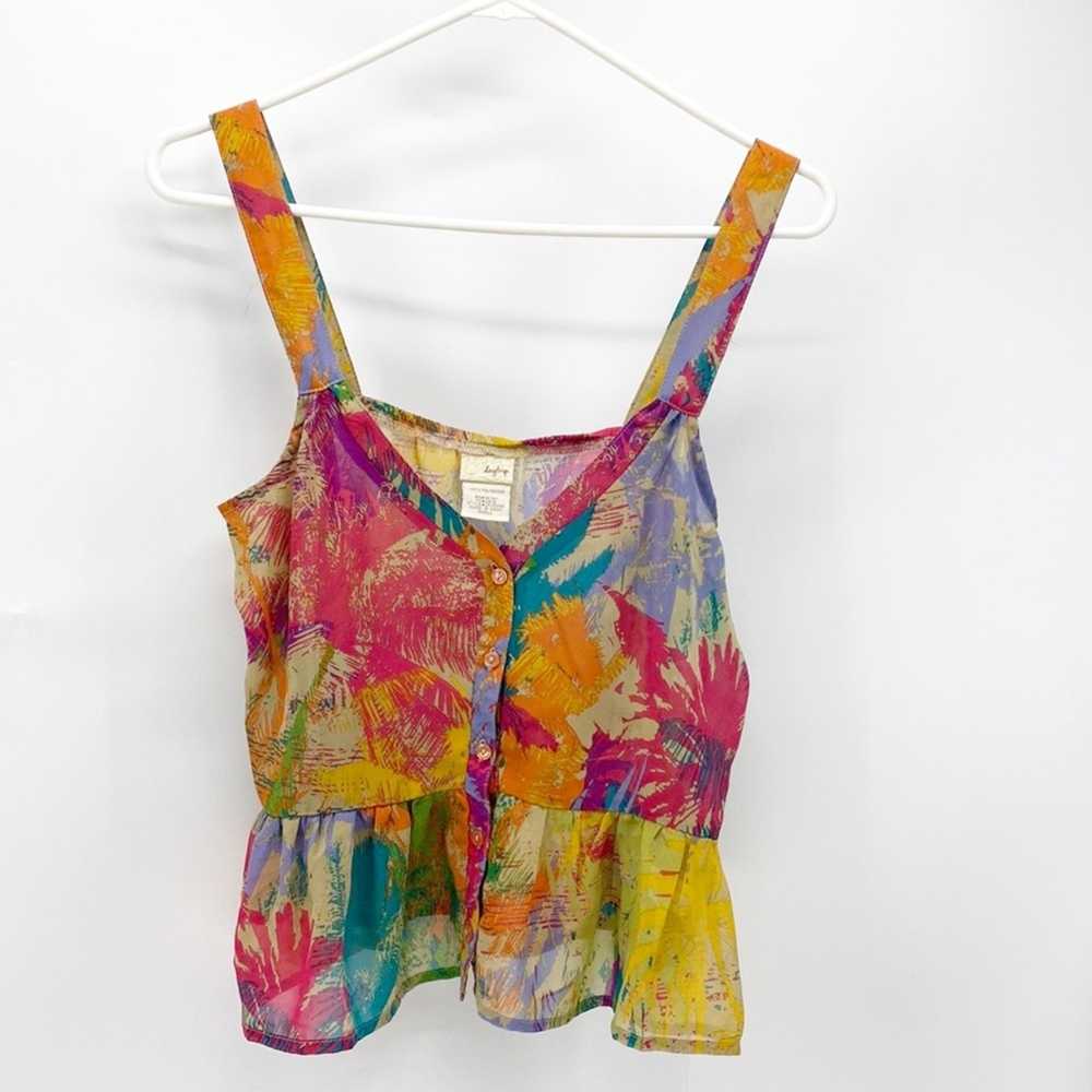 Daytrip tropical cropped semi sheer tank Top summ… - image 1