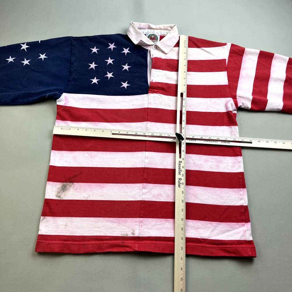 Vintage USA American Flag Rugby Shirt Polo Adult … - image 12