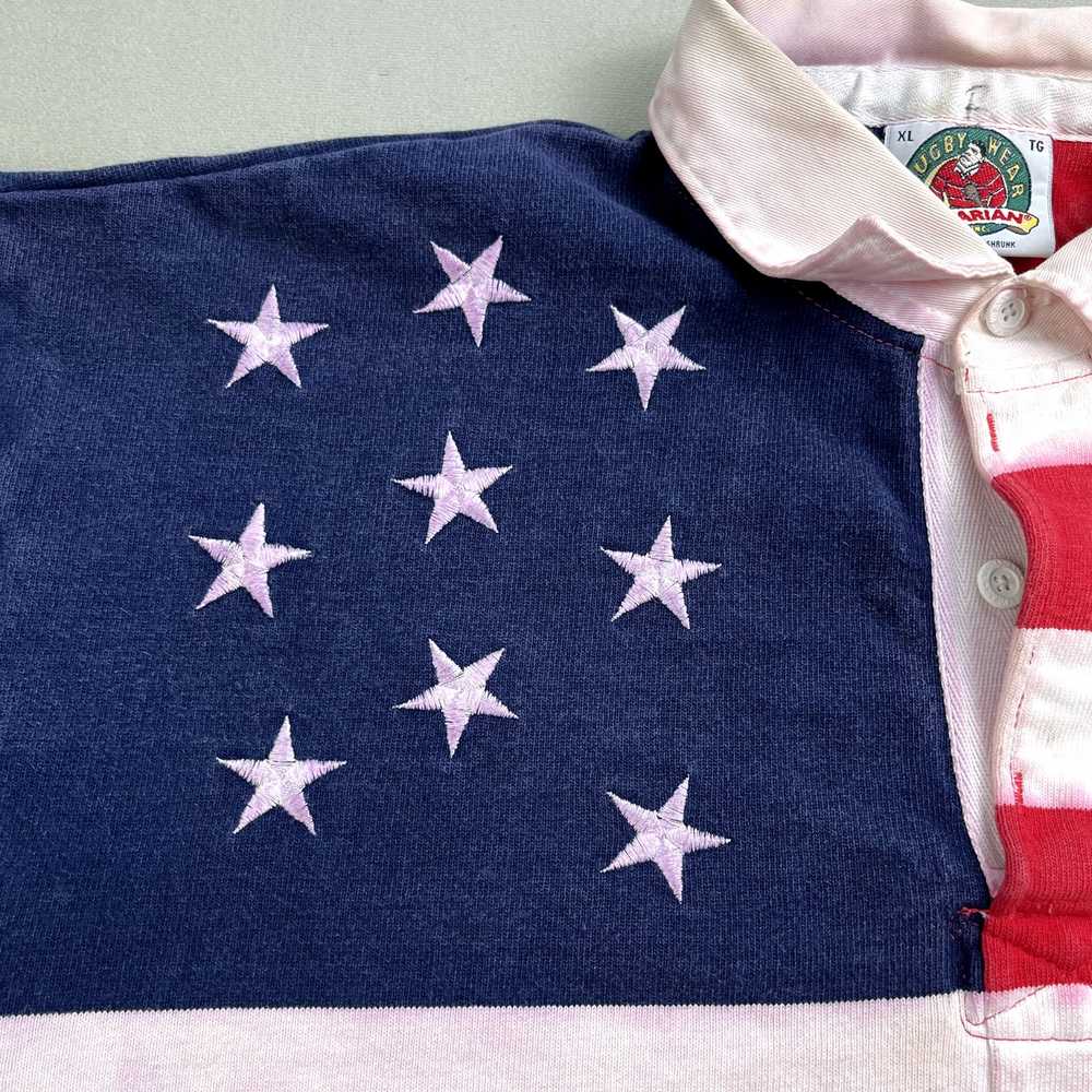 Vintage USA American Flag Rugby Shirt Polo Adult … - image 3