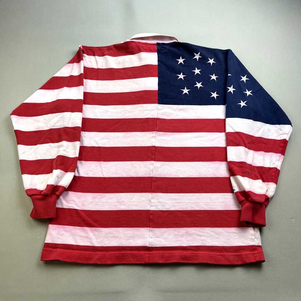 Vintage USA American Flag Rugby Shirt Polo Adult … - image 4