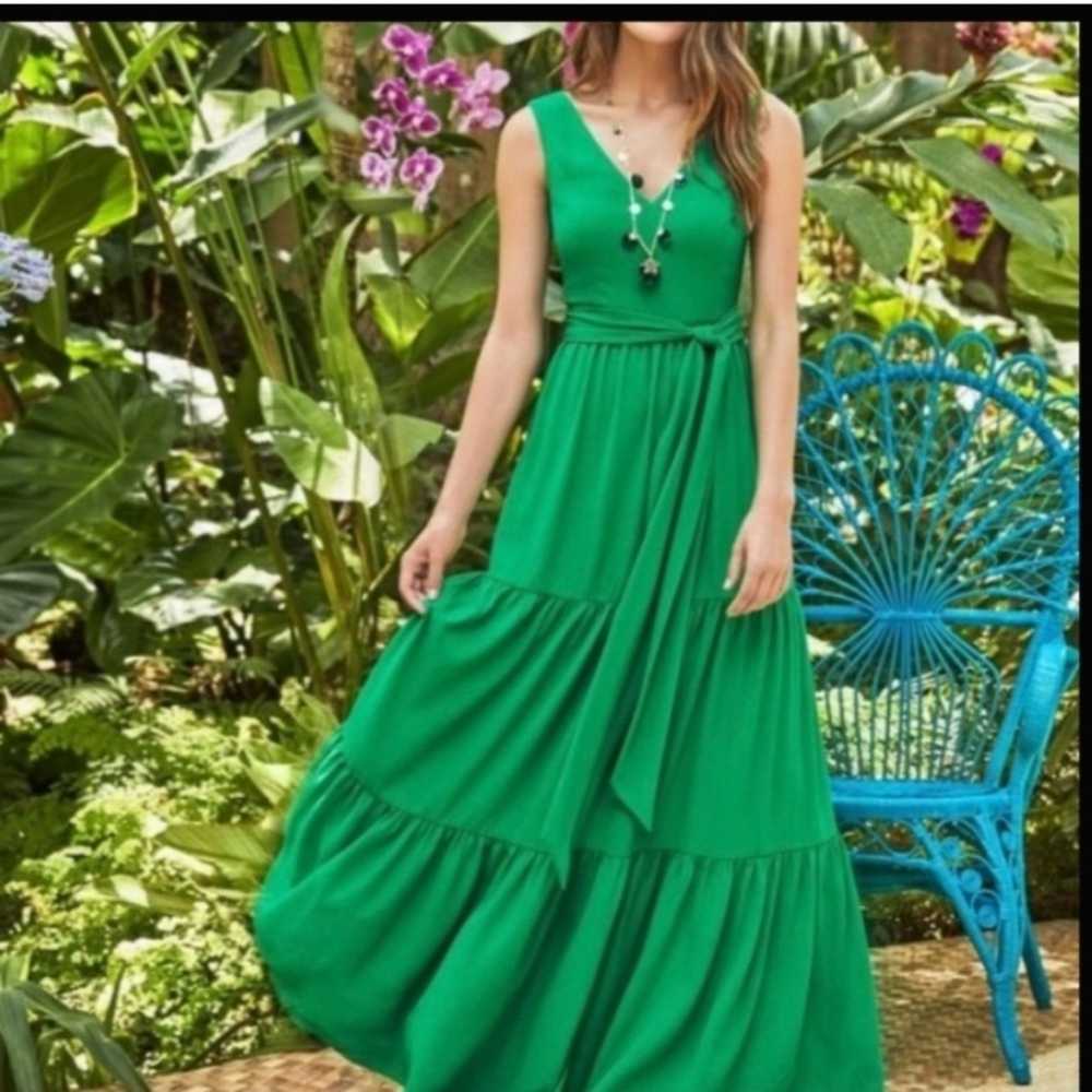 Lilly Pulitzer Dress Maurine Tiered Maxi in Green - image 1