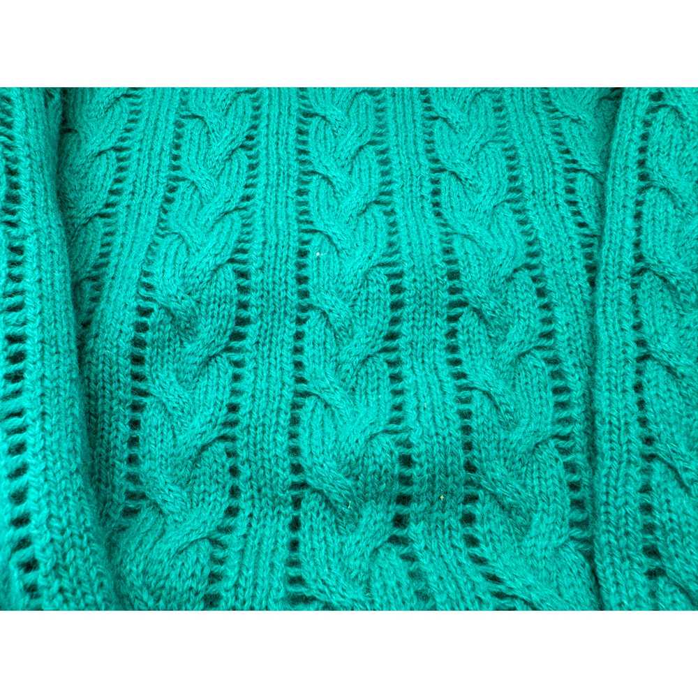 Vintage 70s Wool Sweater Green Teal 34 Small - image 7