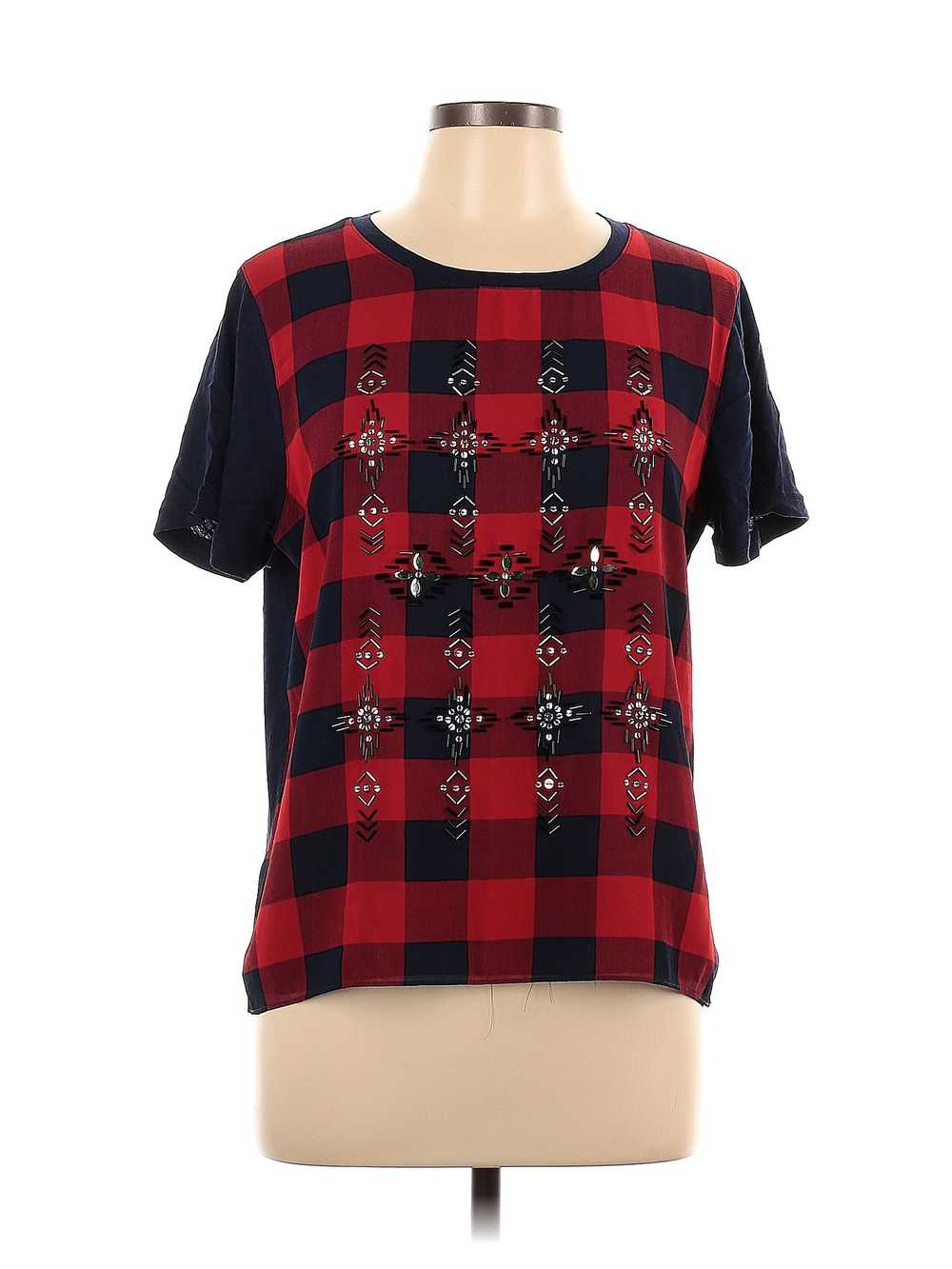 J.Crew Women Red Short Sleeve Top L - image 1