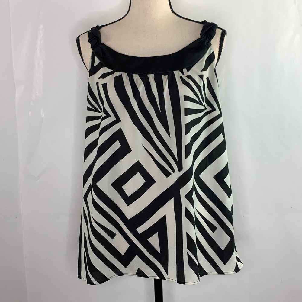 Calvin Klein Ivory Black Geometric Sleeveless Blo… - image 2