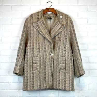 Vintage Helena Ruth Tapestries Ireland Ivory Knit high quality Cardigan Pea Coat Sz M Waffle