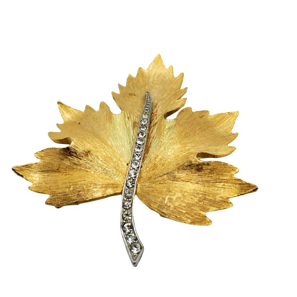 Park Lane Leaf Brooch Maple Clear Pave Crystals V… - image 2