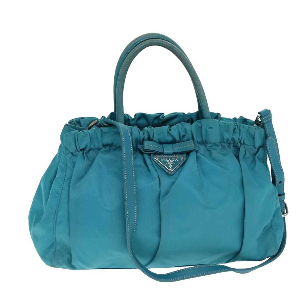 Prada PRADA Nylon 2 Way Hand Bag Turquoise Blue A… - image 1