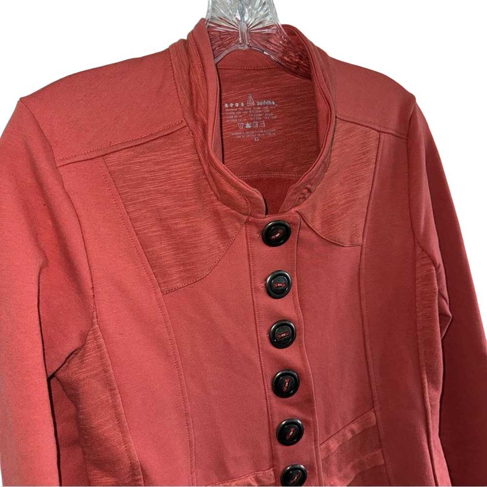 Neon Buddha Sz XS Rust Jacket Stretch Button Front - image 7