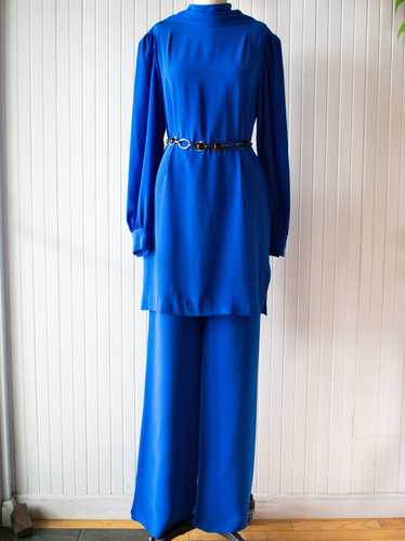 Vintage 1980s Anne Klein Cobalt Blue Tunic Large