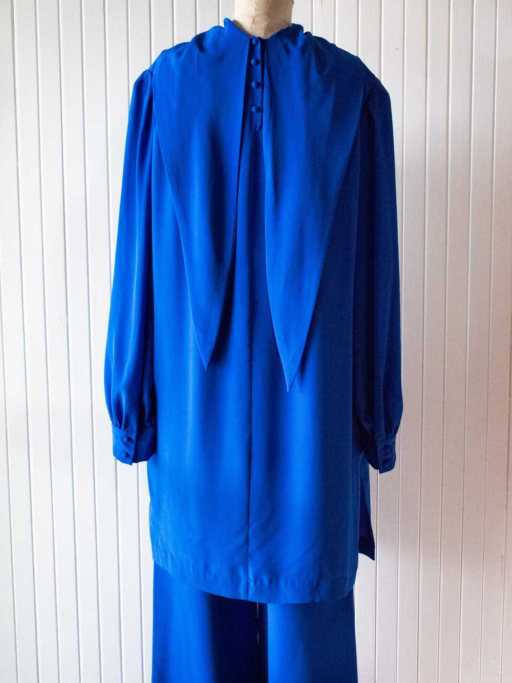 Vintage 1980s Anne Klein Cobalt Blue Tunic Large - image 4