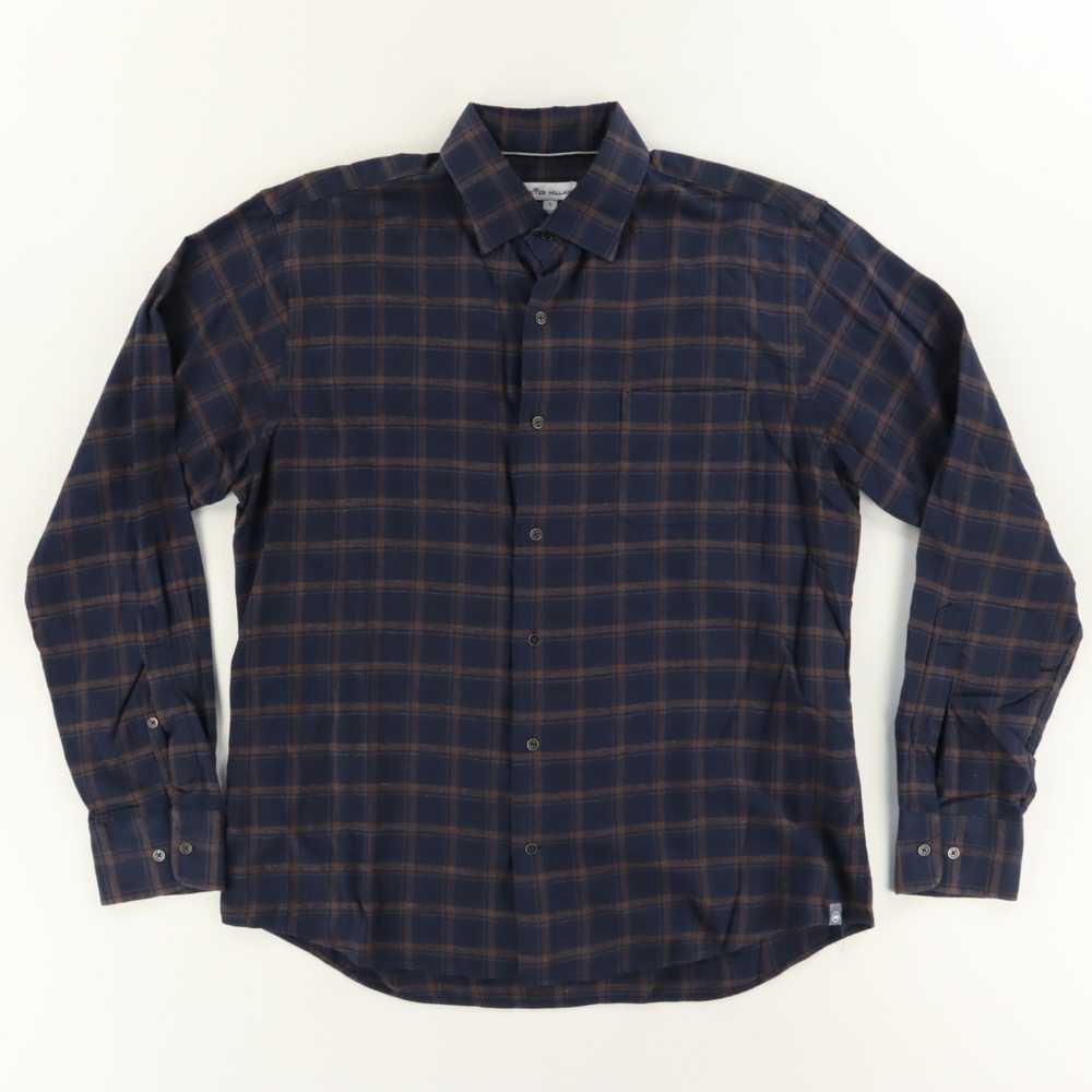 Peter Millar Light Flannel Cotton Plaid Button Up… - image 1