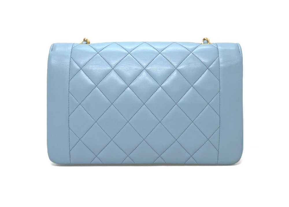 Chanel Vintage Rare Blue Lambskin Medium Diana Fl… - image 6