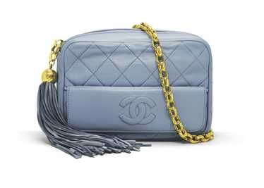 Chanel Vintage Rare Blue Periwinkle Lambskin Came… - image 1