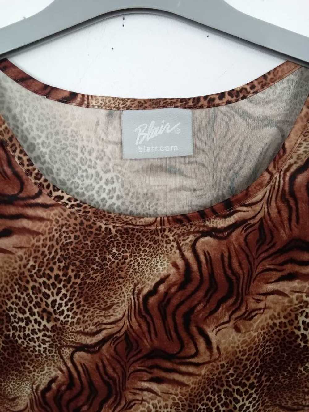 Vintage Blair Animal Print Blouse Brown Size: XL - image 2