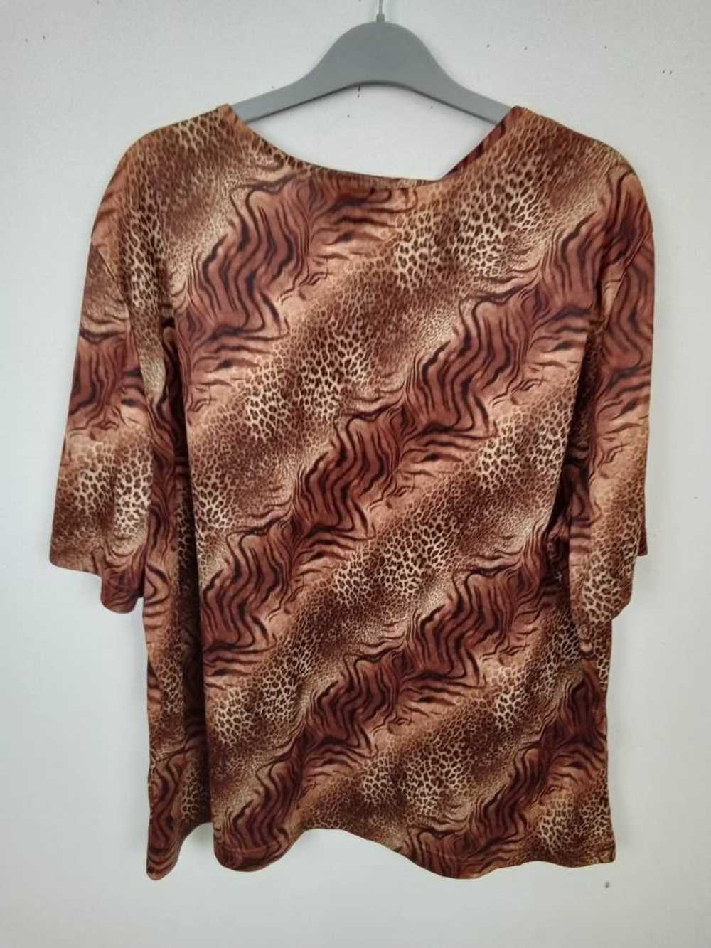 Vintage Blair Animal Print Blouse Brown Size: XL - image 5