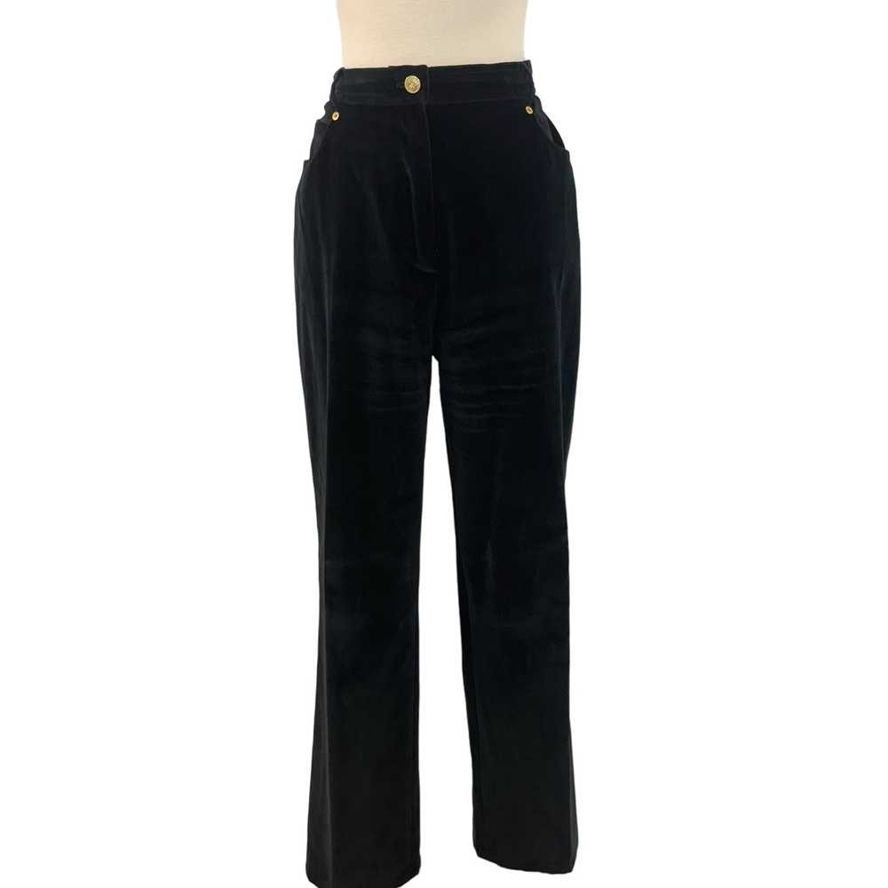 St. John Velvet High Rise Straight Leg Pants Blac… - image 1