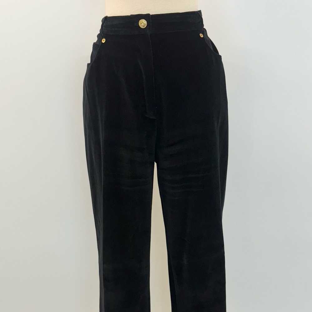 St. John Velvet High Rise Straight Leg Pants Blac… - image 2