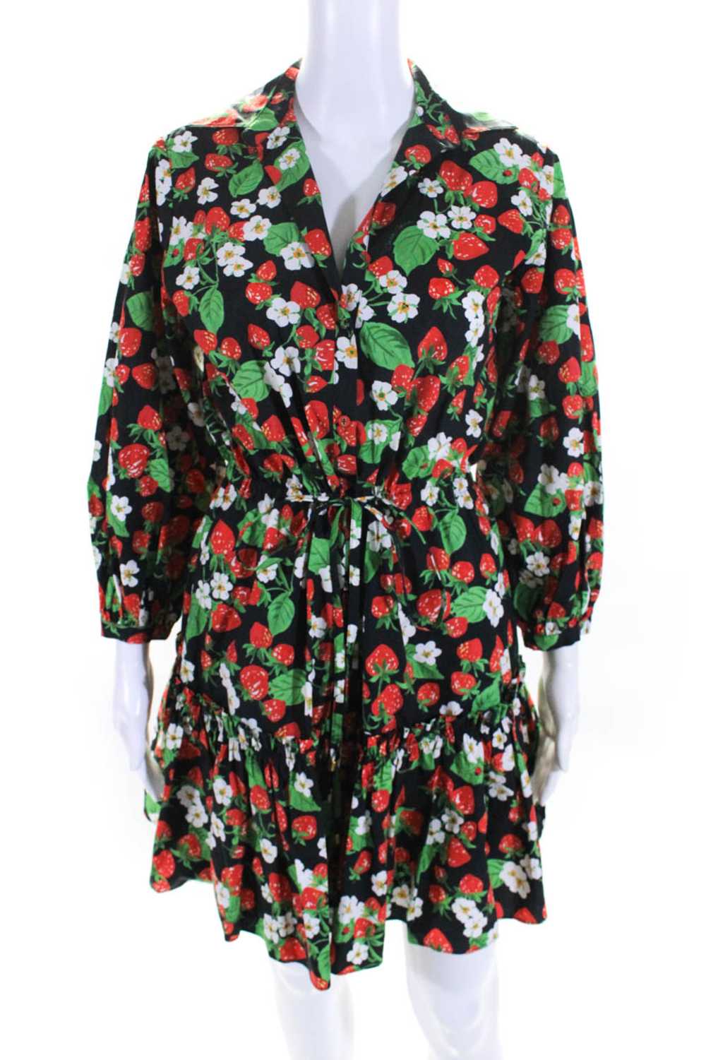 Cara Cara Womens Black Strawberry Print Cotton Lo… - image 1