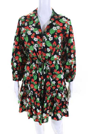 Cara Cara Womens Black Strawberry Print Cotton Lo… - image 1