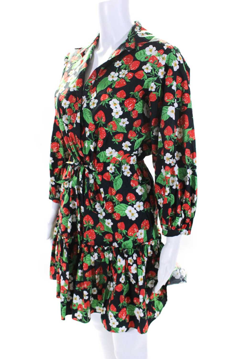 Cara Cara Womens Black Strawberry Print Cotton Lo… - image 2