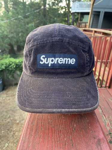 Supreme Supreme corduroy leather camp cap navy