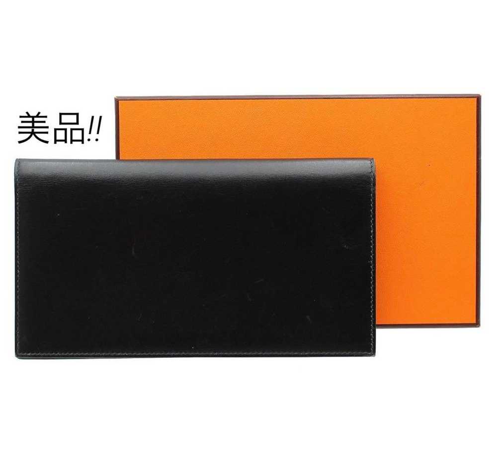 Hermes Box Calf Leather Long Wallet Billfold - image 1