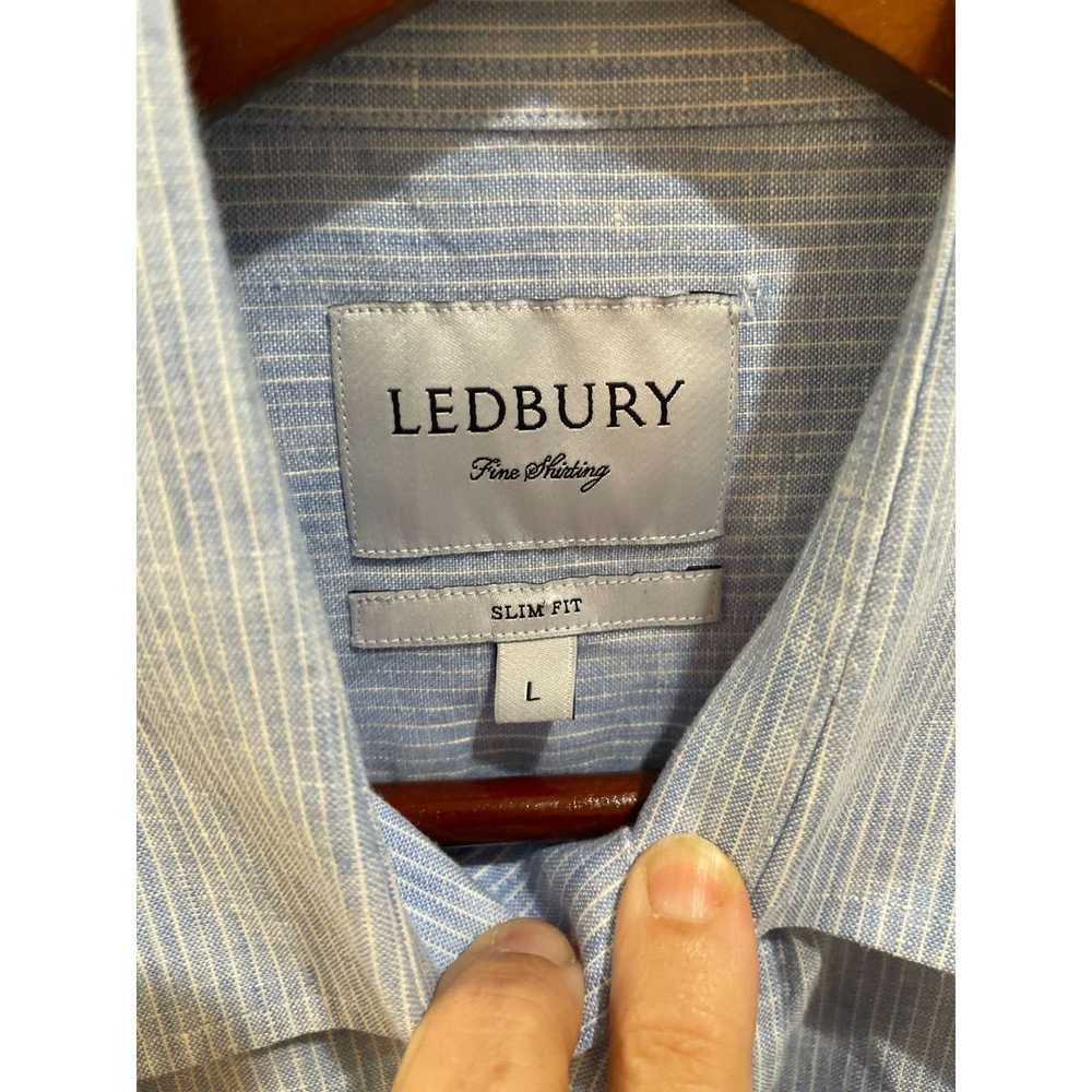 Ledbury Ledbury Slim Fit Light Blue Pinstripe Lon… - image 3